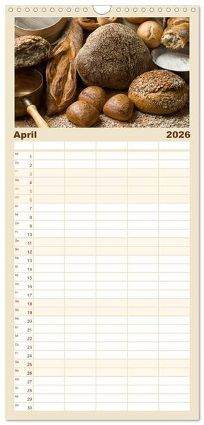 Produktbild: Familienplaner 2026 - Brot & Kaffee Impressionen 2026 mit 5 Spalten (Wandkalender, 21 x 45 cm) CALVENDO