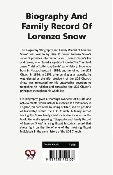 Produktbild: Biography and Family Record of Lorenzo Snow