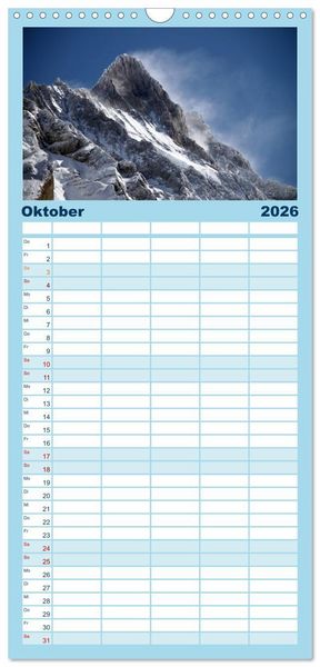 Produktbild: Familienplaner 2026 - Schweizer Berggipfel mit 5 Spalten (Wandkalender, 21 x 45 cm) CALVENDO