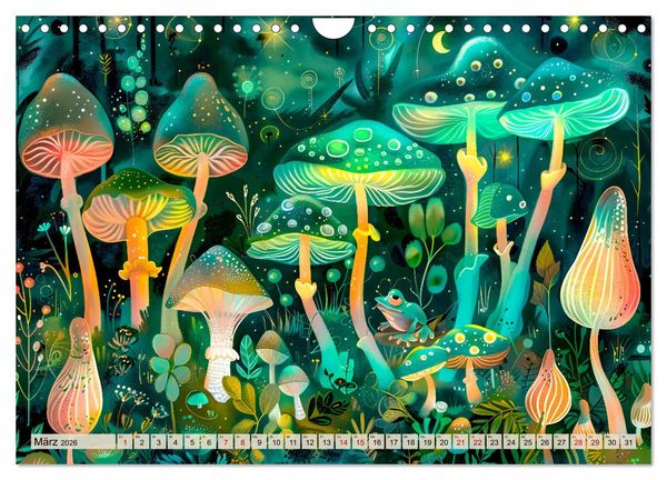 Produktbild: Zauberwelt der Pilze - Fantasievolle Pilze im verwunschenen Wald (Wandkalender 2026 DIN A4 quer), CALVENDO Monatskalender