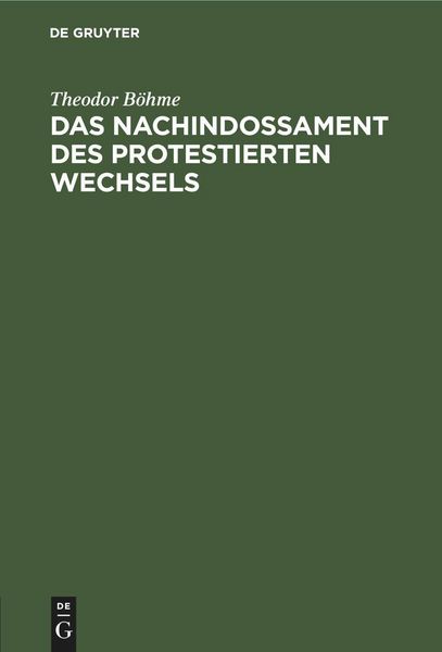 Produktbild: Das Nachindossament des protestierten Wechsels