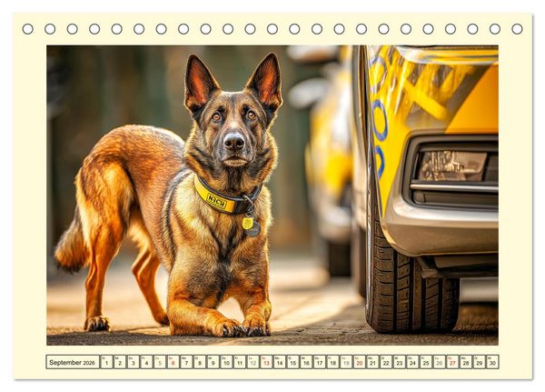 Produktbild: Malinois im Einsatz. Heldenhafte Hunde mit Ausdauer und Mut (Tischkalender 2026 DIN A5 quer), CALVENDO Monatskalender