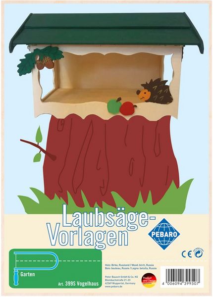 Produktbild: PEBARO 399S - Laubs&auml;gevorlage Vogelhaus, 4 Platten, Gr&ouml;&szlig;e DIN A4