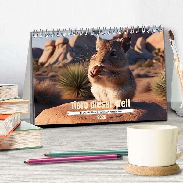Produktbild: Tiere dieser Welt - Niedliche Tiere in witzigen Momenten (Tischkalender 2026 DIN A5 quer), CALVENDO Monatskalender