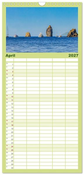 Produktbild: Familienplaner 2027 - Liparische Inseln - Vulkane im Tyrrhenischen Meer mit 5 Spalten (Wandkalender, 21 x 45 cm) CALVENDO