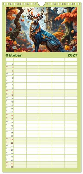 Produktbild: Familienplaner 2027 - Verborgene Welten: Arkanum der mystischen Tierwesen mit 5 Spalten (Wandkalender, 21 x 45 cm) CALVENDO