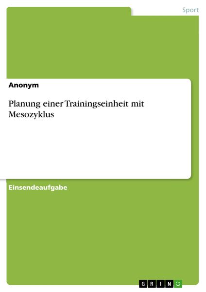 Produktbild: Planung einer Trainingseinheit mit Mesozyklus