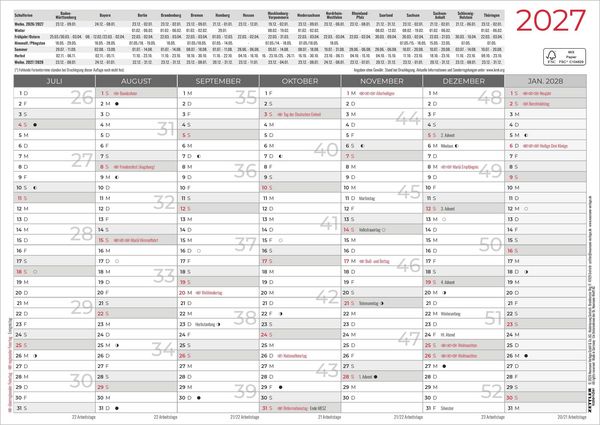 Produktbild: Tafelkalender A4 Hardcover beidseitig 2027
