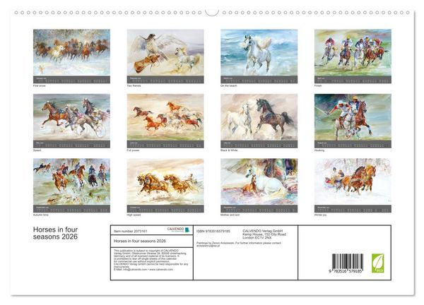 Produktbild: Horses in four seasons 2026 (High Quality Premium Wall Calendar 2026 DIN A2 landscape),CALVENDO 12 Month Wall Calendar