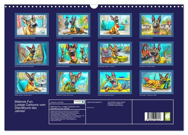 Produktbild: Malinois Fun. Lustige Cartoons vom Diensthund des Jahres! (Wandkalender 2026 DIN A3 quer), CALVENDO Monatskalender