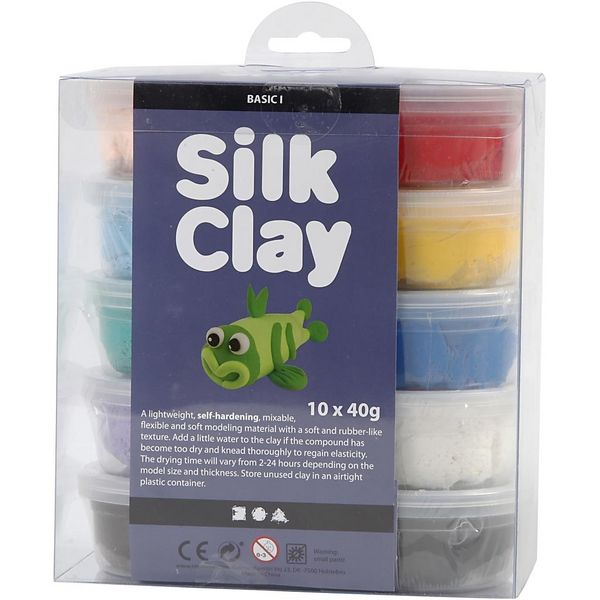 Produktbild: Creativ Company Silk Clay&reg;, Basic 1, sortierte Farben, 10x40 g