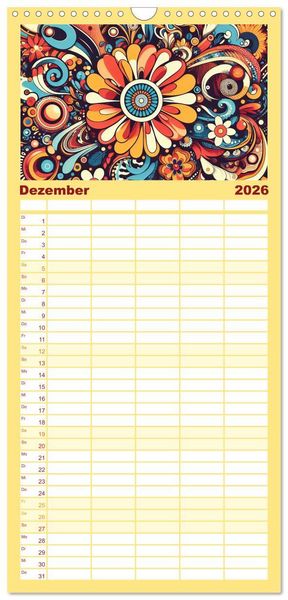 Produktbild: Familienplaner 2026 - Psychodelic Art mit 5 Spalten (Wandkalender, 21 x 45 cm) CALVENDO
