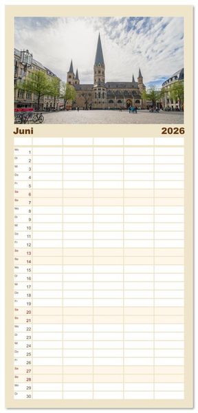Produktbild: Familienplaner 2026 - Bonn Impressionen mit 5 Spalten (Wandkalender, 21 x 45 cm) CALVENDO