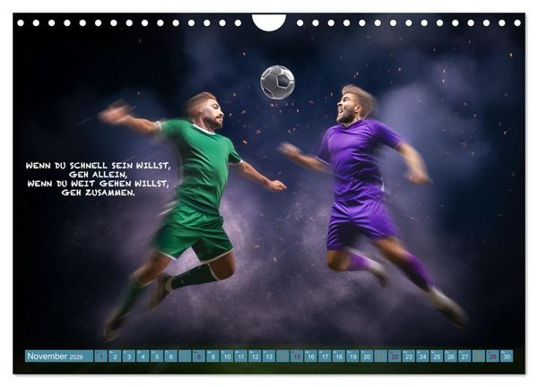 Produktbild: Fu&szlig;ball und tolle Spr&uuml;che (Wandkalender 2026 DIN A4 quer), CALVENDO Monatskalender