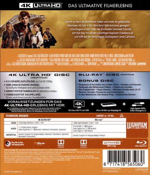 Produktbild: Solo - A Star Wars Story - Line Look 2020 (4K Ultra HD) (+ Blu-ray) (+ Bonus-Blu-ray)
