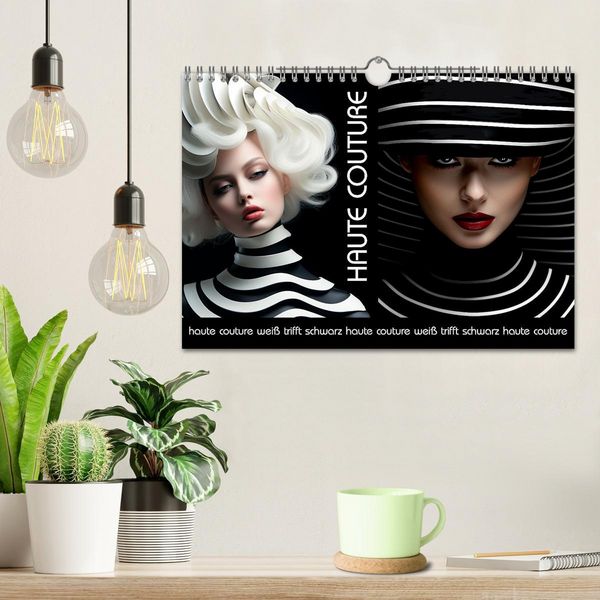 Produktbild: Haute Couture - Wei&szlig; trifft Schwarz (Wandkalender 2026 DIN A4 quer), CALVENDO Monatskalender