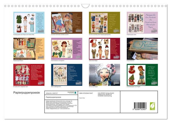 Produktbild: Papierpuppenpoesie (Wandkalender 2027 DIN A3 quer), CALVENDO Monatskalender