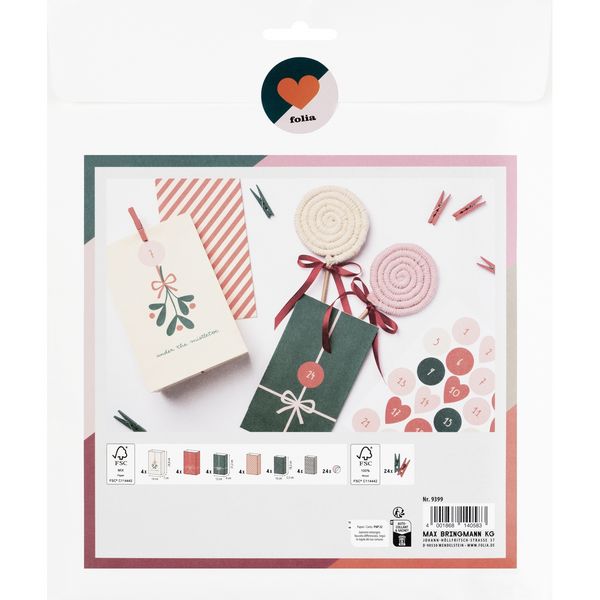 Produktbild: Folia Bastelset Adventskalender Bowtiful Christmas 72 Teile