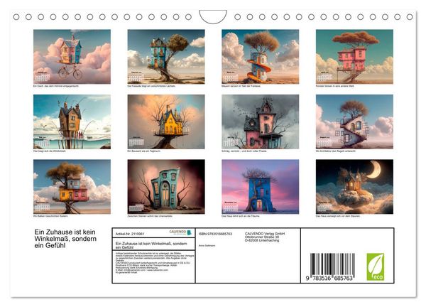 Produktbild: Ein Zuhause ist kein Winkelma&szlig;, sondern ein Gef&uuml;hl (Wandkalender 2026 DIN A4 quer), CALVENDO Monatskalender