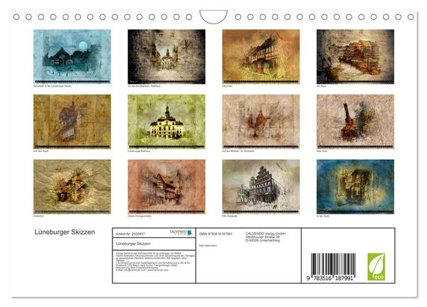 Produktbild: L&uuml;neburger Skizzen (Wandkalender 2026 DIN A4 quer), CALVENDO Monatskalender