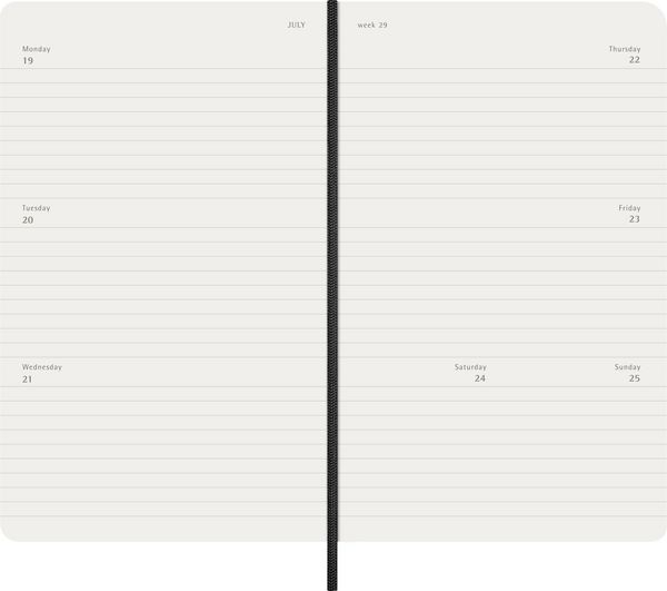 Produktbild: Moleskine 12 Monate Wochen Notizkalender 2027, Large/A5, 1 Wo = 2 Seiten, linierte Seiten, Weicher Einband, Schwarz