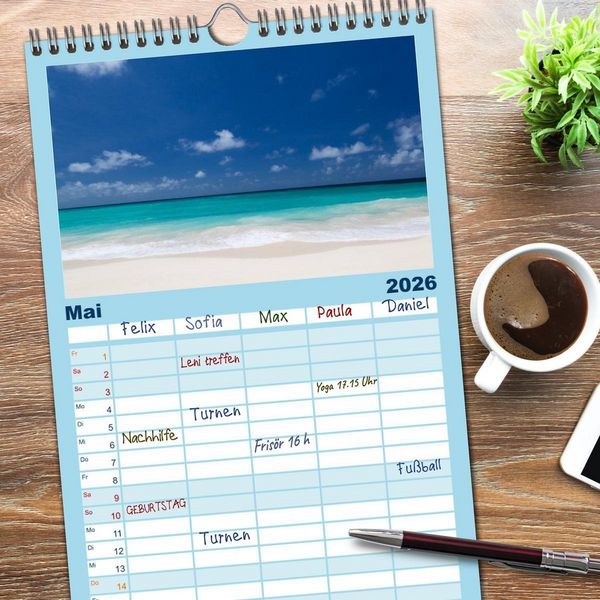 Produktbild: Familienplaner 2026 - Traumstr&auml;nde in der Karibik mit 5 Spalten (Wandkalender, 21 x 45 cm) CALVENDO