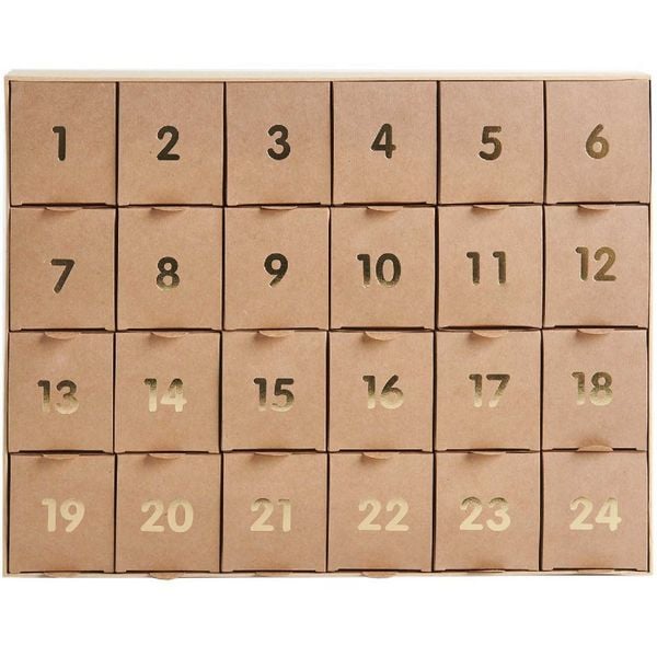 Produktbild: Adventskalender zum bef&uuml;llen, Kraft-gold, 36,5 x 29 x 6 cm MIX