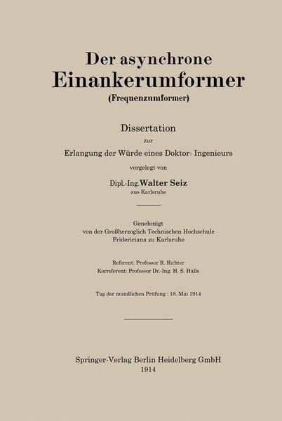 Der asynchrone Einankerumformer (Frequenzumformer), Taschenbuch von Walter Seiz, Springer Berlin, 9783662243473
