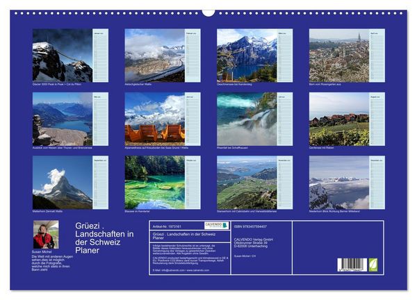 Produktbild: Gr&uuml;ezi . Landschaften in der Schweiz Planer (Wandkalender 2026 DIN A2 quer), CALVENDO Monatskalender