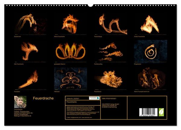 Produktbild: Feuerdrache (hochwertiger Premium Wandkalender 2026 DIN A2 quer), Kunstdruck in Hochglanz