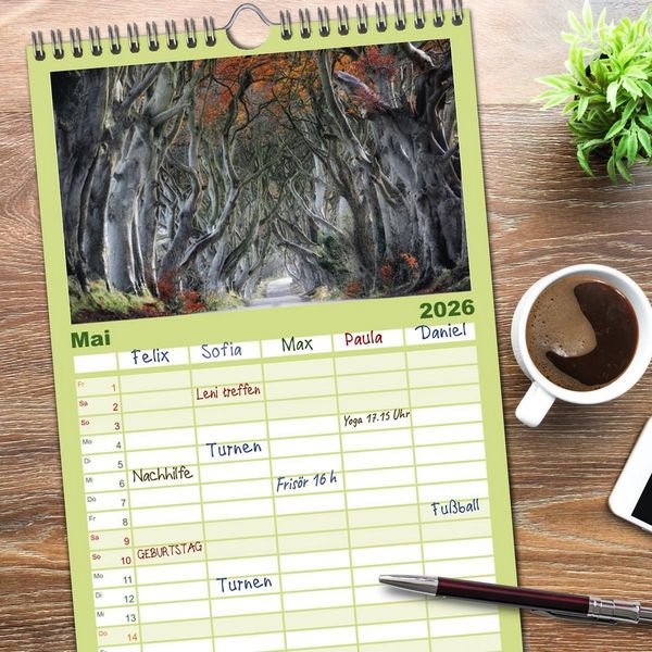 Produktbild: Familienplaner 2026 - Naturschauspiel Irland mit 5 Spalten (Wandkalender, 21 x 45 cm) CALVENDO
