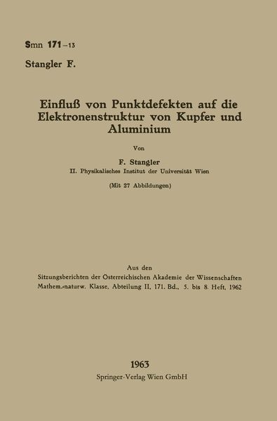 Produktbild: Einflu&szlig; von Punktdefekten auf die Elektronenstruktur von Kupfer und Aluminium