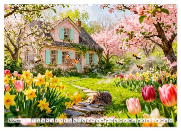 Produktbild: M&auml;rchenhafte Cottages - Waldzauber und versteckte Tiere entdecken! (hochwertiger Premium Wandkalender 2027 DIN A2 quer), Kunstdruck in Hochglanz