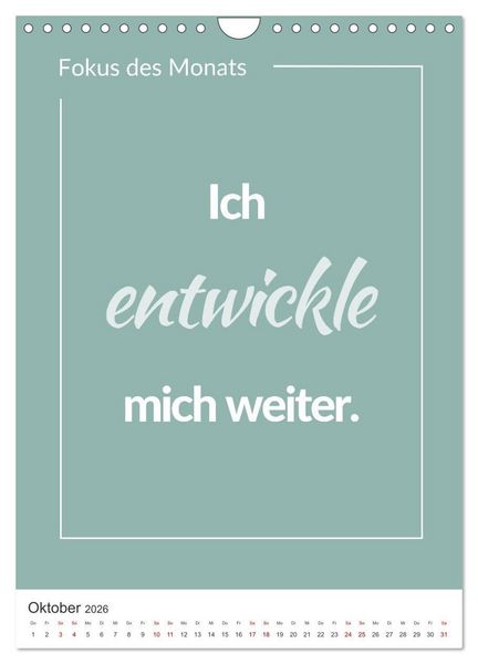 Produktbild: Achtsamkeitskalender: Mehr Achtsamkeit im Alltag mit dem Fokus des Monats (Wandkalender 2026 DIN A4 hoch), CALVENDO Monatskalender