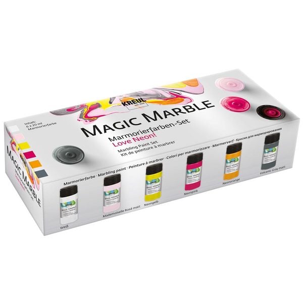 Produktbild: KREUL Magic Marble Marmorierfarben Set Love Neon!, 6 x 20 ml