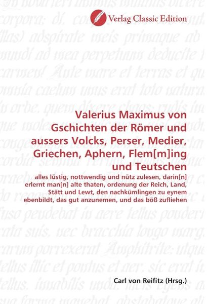Produktbild: Valerius Maximus von Gschichten der R&ouml;mer und aussers Volcks