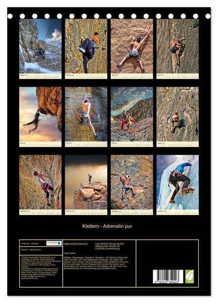 Produktbild: Klettern - Adrenalin pur (Tischkalender 2026 DIN A5 hoch), CALVENDO Monatskalender