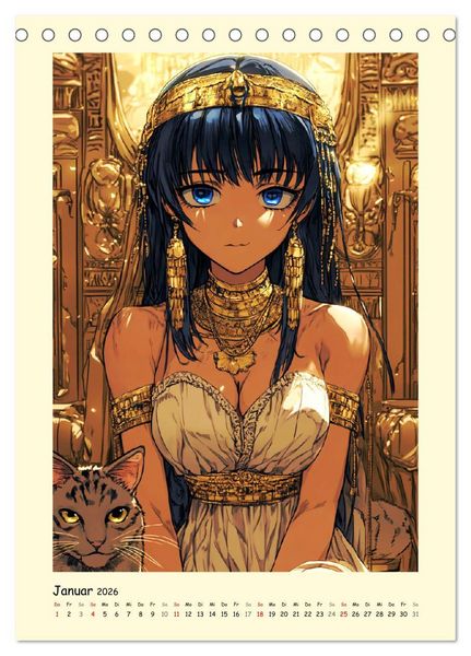 Produktbild: Im alten &Auml;gypten. Manga-M&auml;dchen im Pharaonenland (Tischkalender 2026 DIN A5 hoch), CALVENDO Monatskalender