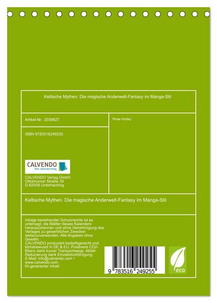 Produktbild: Keltische Mythen. Die magische Anderwelt-Fantasy im Manga-Stil (Tischkalender 2026 DIN A5 hoch), CALVENDO Monatskalender