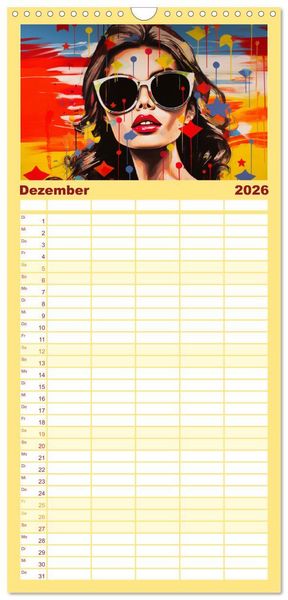 Produktbild: Familienplaner 2026 - Pop-Art. Eine Reise in coolen Illustrationen mit 5 Spalten (Wandkalender, 21 x 45 cm) CALVENDO