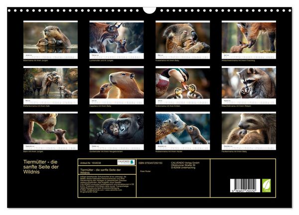 Produktbild: Tierm&uuml;tter - die sanfte Seite der Wildnis (Wandkalender 2026 DIN A3 quer), CALVENDO Monatskalender