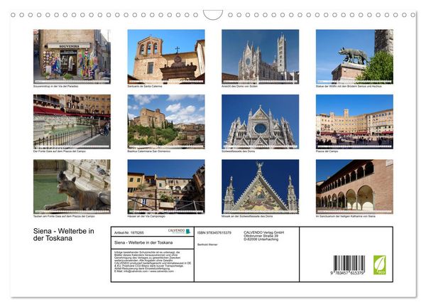 Produktbild: Siena - Welterbe in der Toskana (Wandkalender 2026 DIN A3 quer), CALVENDO Monatskalender