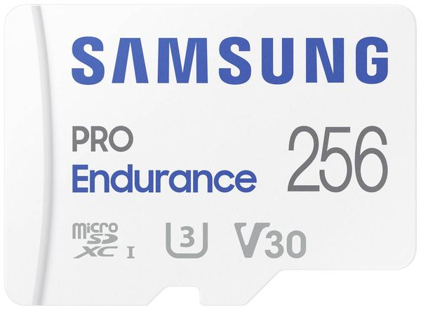 Samsung PRO Endurance microSDXC-Karte 256 GB Class 10, UHS-Class 3, v30 Video Speed Class 4K-Videounterstützung, inkl. S