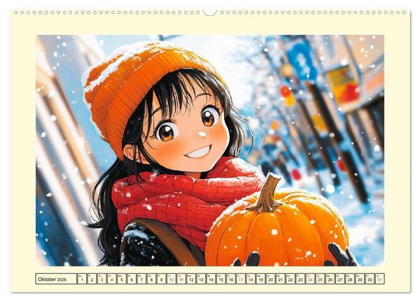 Produktbild: Manga M&auml;dchen. Ein Jahr voller Stadtabenteuer (Wandkalender 2026 DIN A2 quer), CALVENDO Monatskalender