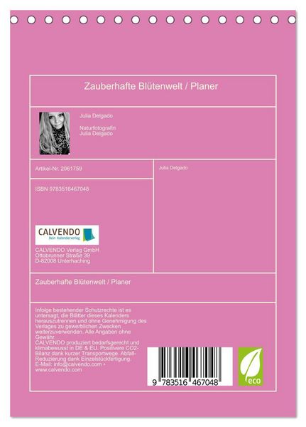 Produktbild: Zauberhafte Bl&uuml;tenwelt / Planer (Tischkalender 2026 DIN A5 hoch), CALVENDO Monatskalender