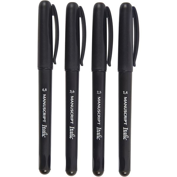 Produktbild: Creativ Company Kalligrafie-Marker, Strichst&auml;rke, 1,4+2,5+3,6+4,8 mm, Schwarz, 4 Stk