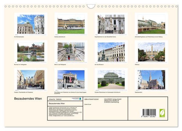 Produktbild: Bezauberndes Wien (Wandkalender 2026 DIN A3 quer), CALVENDO Monatskalender