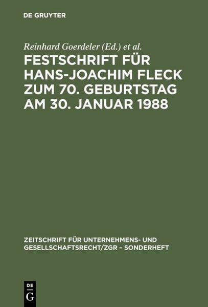 Produktbild: Festschrift f&uuml;r Hans-Joachim Fleck zum 70. Geburtstag am 30. Januar 1988