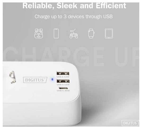 Produktbild: Digitus DA-70626 Tischsteckdose Wei&szlig; Schutzkontakt 1St.