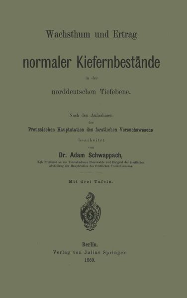 Produktbild: Wachsthum und Ertrag normaler Kiefernbest&auml;nde in der norddeutschen Tiefebene